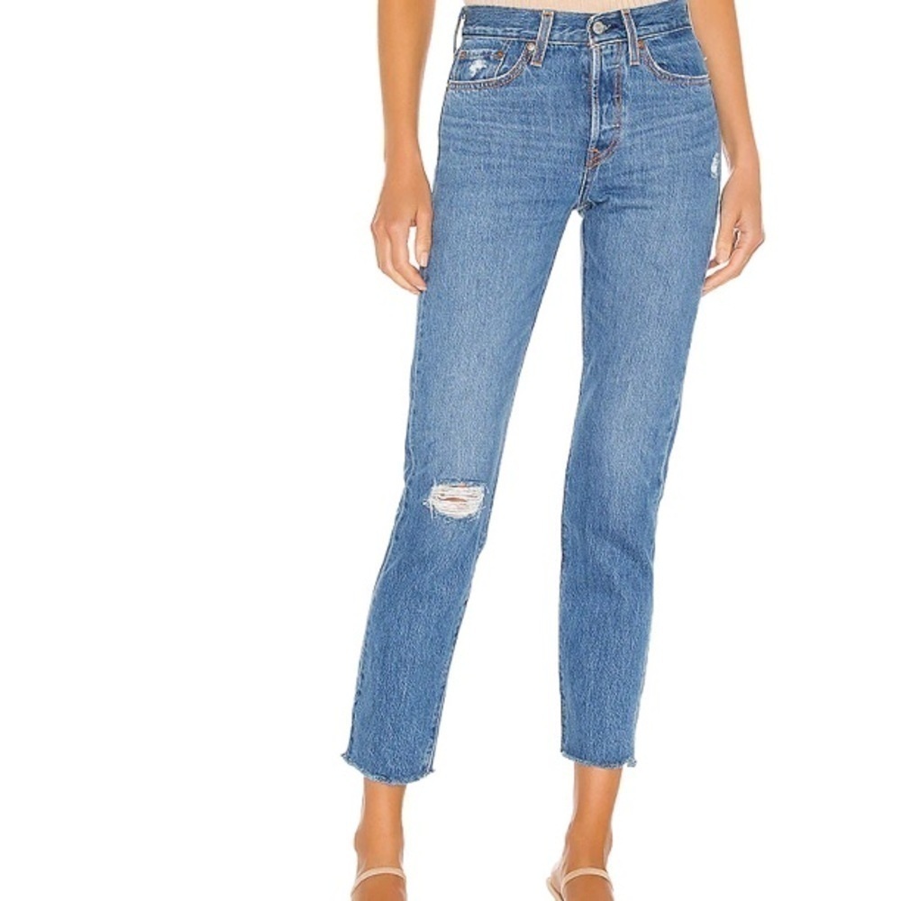 LEVI’S WEDGIE FIT ANKLE HIGH RISE JEANS DISTRESSED FRYE HEM 28 COTTON WOMEN’S